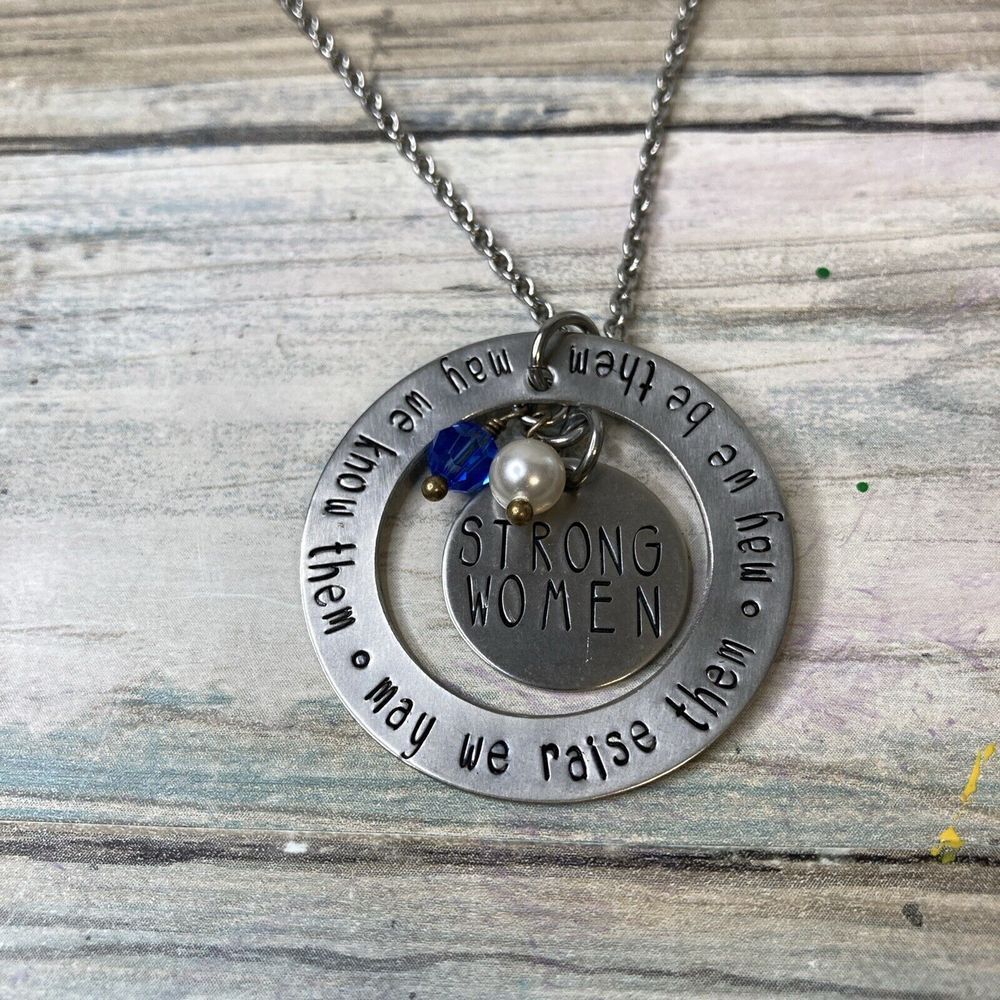 Strong Women Pendant Necklace Silver Tone 16" Chain